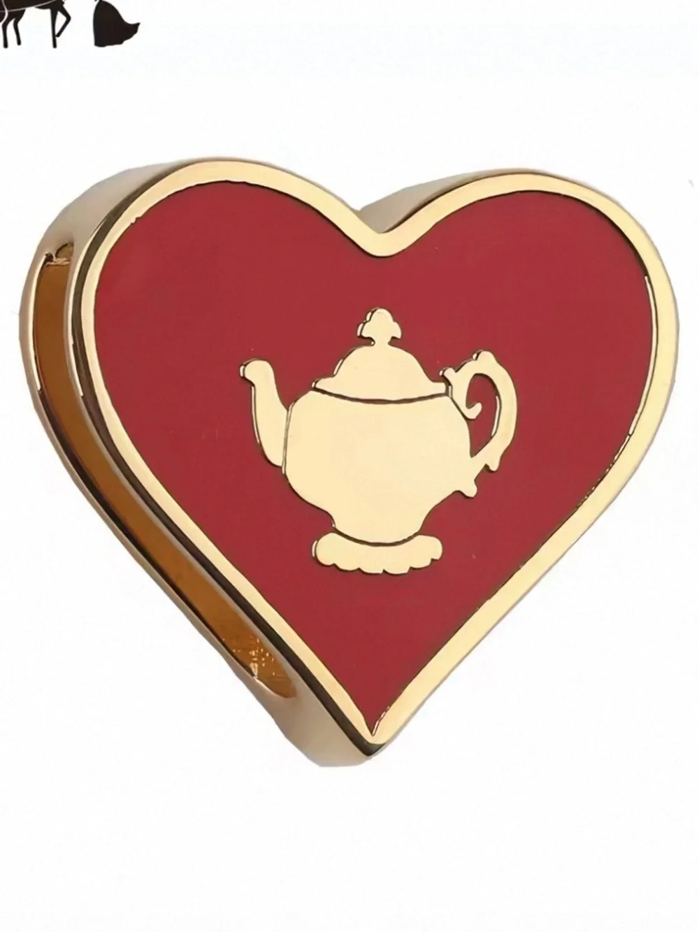 Designer-style Heart Shape Teapot Twilly Scarf Ring - red
